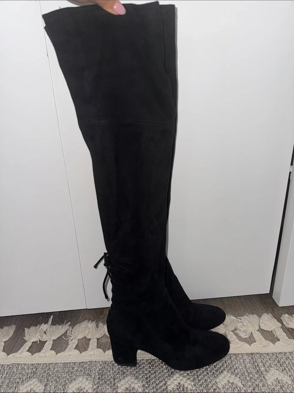 Aldo Black Over-the-Knee Suede Block Heel Boots
